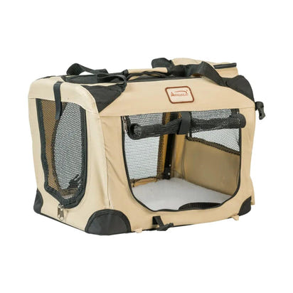 Armarkat Folding Soft Dog Crate Pet Travel Carrier - Beige